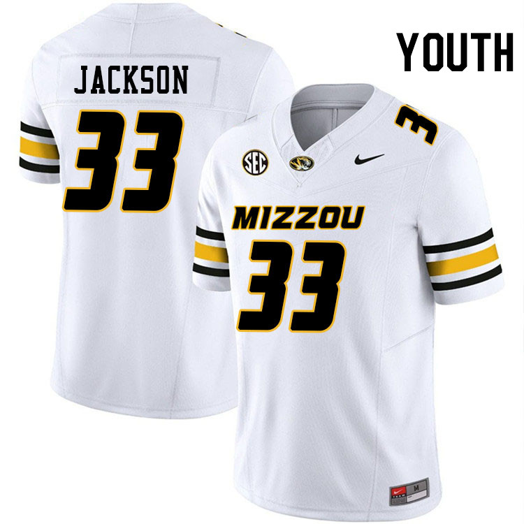 Youth #33 Bryce Jackson Missouri Tigers College Football Jerseys Stitched-White